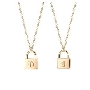 New 18k gold plated Initial Padlock Necklace